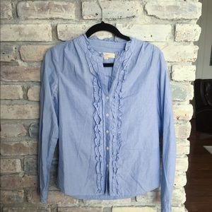 LOFT Ruffled Button Down Blouse